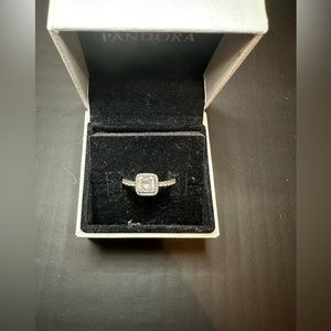 Pandora Square Sparkle Halo Ring